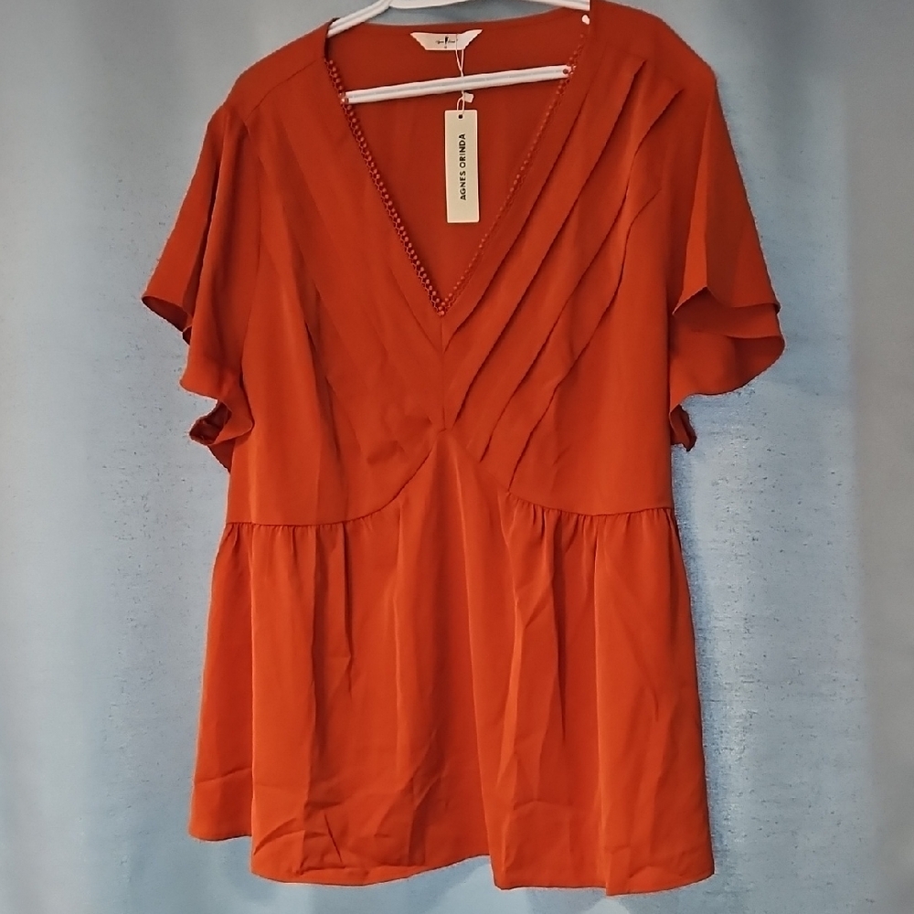 Chic V-Neck Rust Blouse by A New Day